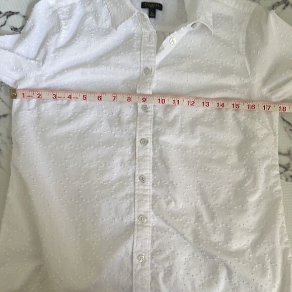Talbots White Long Sleeve Collar Knobby Texture Shirt Size Petite Small - Picture 11 of 14